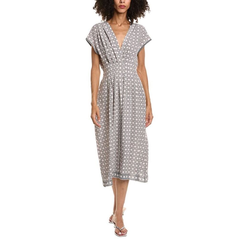 Max Studio Womens  Cap Sleeve Front Tuck Midi Dress, Pink